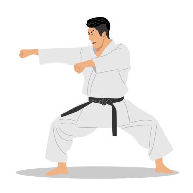 Karate dövüşçüsü, düz tasarım vektör çizimi