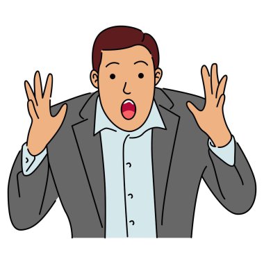 Şok olmuş, şaşkın bakışlı bir iş adamı.