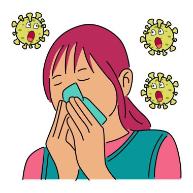 Hasta kadın bahar alerjisi yüzünden burnundaki dokuyu kullanıyor.