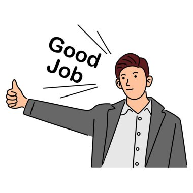 Mutlu iş adamı iyi iş çıkarıyor. Çizgi film tarzında vektör illüstrasyonu