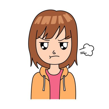 Sevimli kız üzgün. Çizgi karakter vektör tasarımı