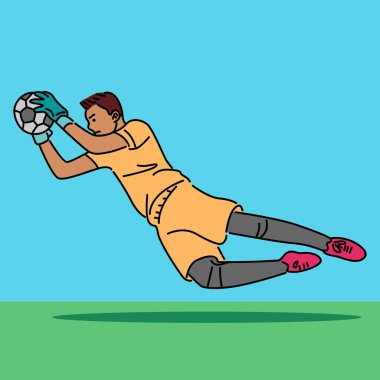 Kalecinin çizgi sanat rengi top vektör illüstrasyonunu yakala