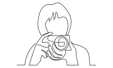 Fotoğrafçı vektör illüstrasyonunun aralıksız çizgisi