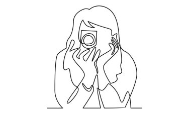 Fotoğrafçı vektör illüstrasyonunun aralıksız çizgisi