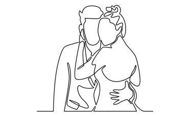 Sevgi dolu bir çiftin sürekli kucaklaşması.