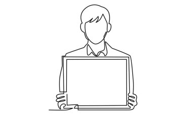 Beyaz pano taşıyan iş adamı sunumuna devam et