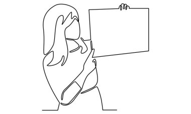 Beyaz tahta tutan kadın kuyruğuna devam edin.