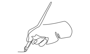 Boyalı fırça tutan el çizgilerine devam et.