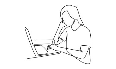 Dizüstü bilgisayarlı sürekli iş kadını sanatı