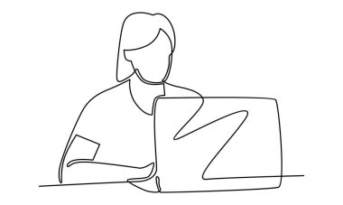 Dizüstü bilgisayarlı sürekli iş kadını sanatı