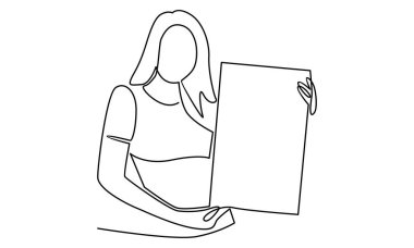 Beyaz tahta tutan kadın kuyruğuna devam edin.