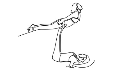 Kadın Yoga Pozu 'nun kesintisiz çizgisi