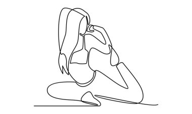 Kadın Yoga Pozu 'nun kesintisiz çizgisi