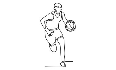 Basketbolcu illüstrasyonunun aralıksız çizgisi