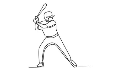 Beyzbol oyuncusu illüstrasyonunun kesintisiz çizgisi