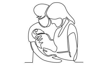 Anne ve babanın oğullarına sarılma sırasına devam edin.