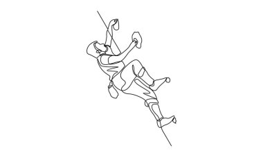 Uçurumun tepesine tırmanan sürekli aktif genç adam hattı.