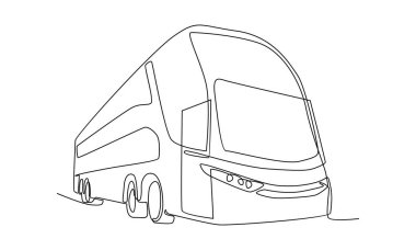 Otobüs vektör illüstrasyonunun aralıksız çizgisi