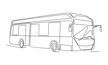Otobüs vektör illüstrasyonunun aralıksız çizgisi