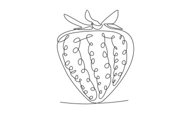 Çilek tasarım vektör illüstrasyonunun sürekli çizgisi
