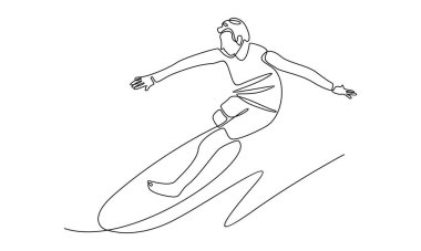 Dalgalarda sörf yapan genç sörfçülerin durmaksızın çizgisi.