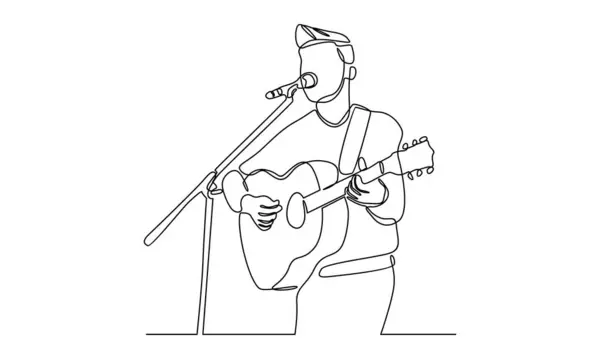Gitar çalan bir adamın sürekli çizgisi.