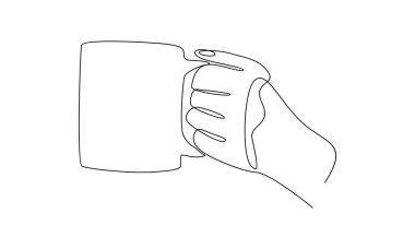 Kahve fincanı tutan sürekli el çizgisi.