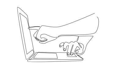 Bilgisayar kullanan birinin sürekli hattı