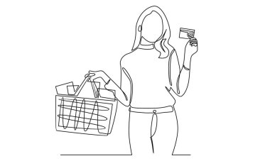 Çantalı ve kredi kartlı sürekli alışveriş yapan kadınlar.