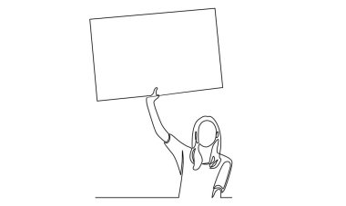 Beyaz tahta tutan kadın kuyruğuna devam edin.