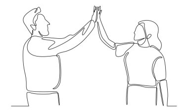 Birbirine beş veren iki kişinin durmaksızın çizgisi.