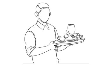 Garsonun servis tepsisini sürekli tutması.