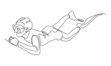 Skuba dalgıcının su altındaki durmaksızın hattı.