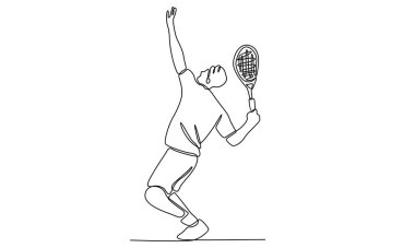 Tenisçi vektör illüstrasyonunun kesintisiz çizgisi
