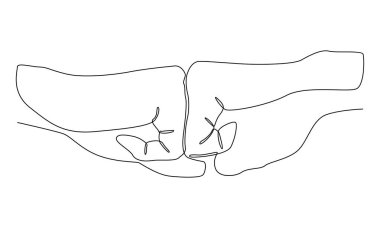 İki elin sürekli çizgisi yumruk tokuşturur.