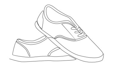 Ayakkabı vektör illüstrasyonunun sürekli çizgisi