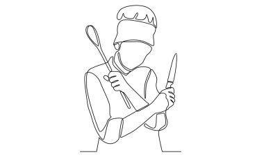 Mutfak aletleri ile aralıksız bir şef hattı.