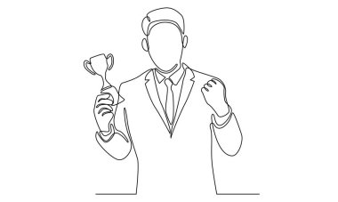 Altın kupa taşıyan iş adamlarının durmaksızın sıralaması