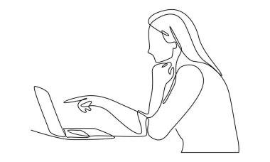 Dizüstü bilgisayarlı sürekli iş kadını sanatı