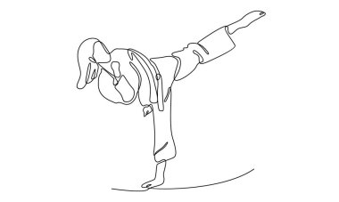 Kadın karate illüstrasyonunun aralıksız çizgisi