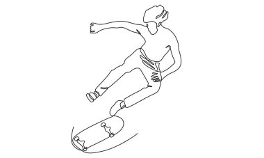 Paten kayan ve atlama numarası yapan bir adamın sürekli çizgisi.