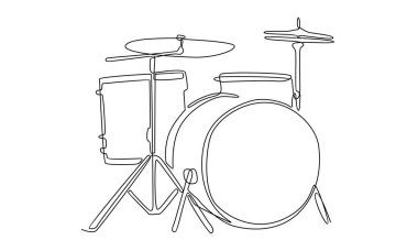 continuous Line art of the drum set vector illustration clipart