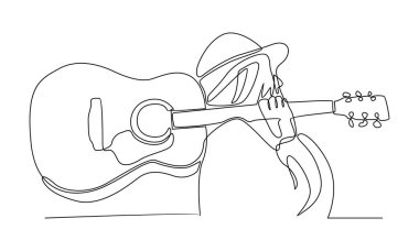 Sürekli akustik gitar tutan kadın çizgisi.