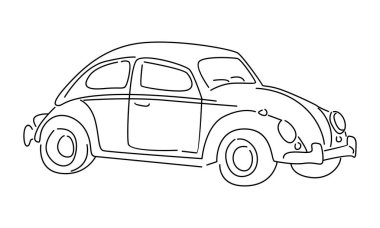 Aralıksız giden bir araba. Minimalist stil siyah doğrusal çizim