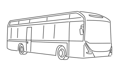 Otobüs vektör illüstrasyonunun satır sanatı