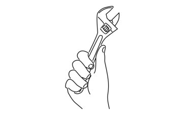 İngiliz anahtarı vektör illüstrasyonunun satır sanatı