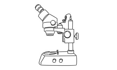 Bilim araştırmaları mikroskop vektör illüstrasyonunun çizgi sanatı