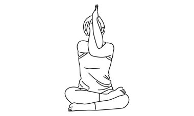 Yoga pozisyonunda oturan kadın çizgisi