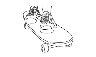 Kaykaycı çizgisi çizimi kaykay vektörü çizimi