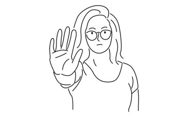 Avuç içini dur işareti olarak gösteren çizgi sanatı, kal, tut ya da reddet vektör illüstrasyonu